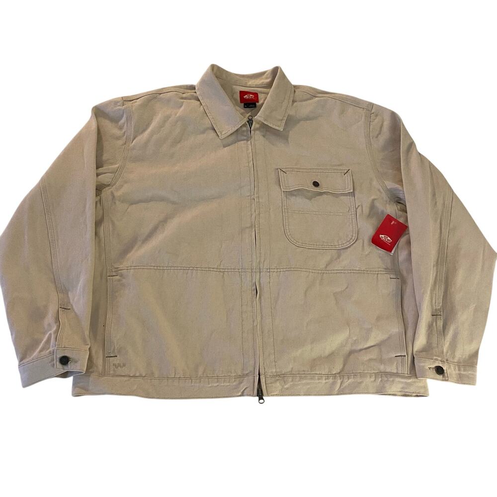 NWT Vans Skate Garage Jacket Mens XL Natural Beige Denim Full Zip Skater Casual